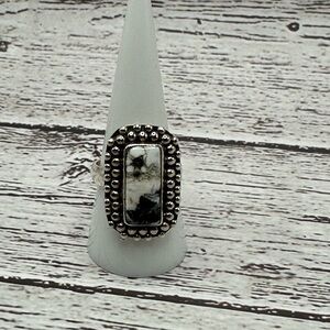 Elegant Silver and White BuffaloWomen's Ring